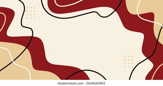 Earth Tone Abstract Background with Organic Shapes and Lines