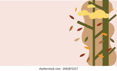 earth tone background with trees and fallen leaf