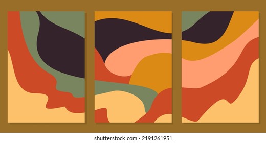 earth tone color abstract pattern wall hanging design set. aesthetic background