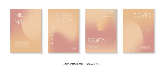 Earth tone gradient creative covers, poster templates, brochure mock up. Set of abstract liquid vector minimalist neutral backgrounds with text