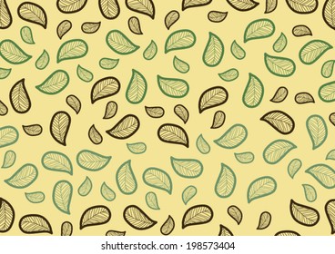Earth tone leave falling vector pattern.