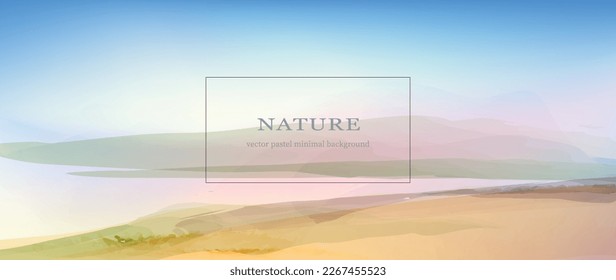 Earth tone minimal watercolor nature background. Vector design, calm and spectacular aerial view. 