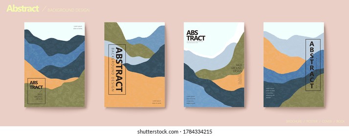 Earth tone mountain layers flyer set with texture