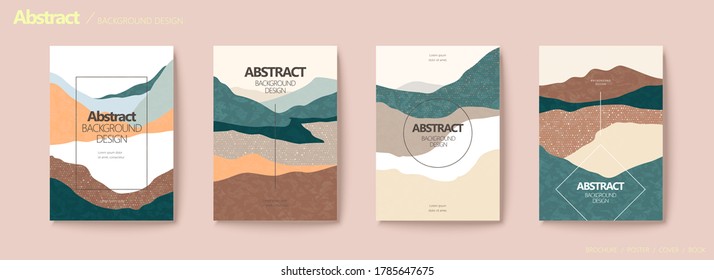 Earth tone mountain layers flyer set with texture