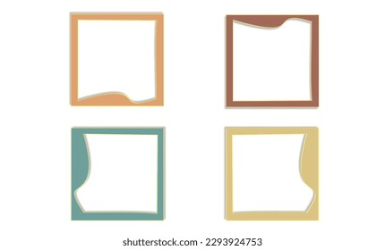 diseño vectorial de marco multicolor de tono de tierra para uso infográfico o gráfico, marcos fotográficos establecidos en estilo de dibujos animados Colección de marco de imagen multicolor aislado en fondo blanco
