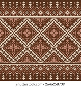 Earth Tone Pixel Ethnic Pattern - Geometric Fabric for Craft Projects
