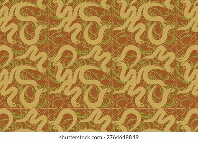 Earth tone snake skin texture seamless pattern with intricate green and brown reptilian scales in a realistic repeating layout