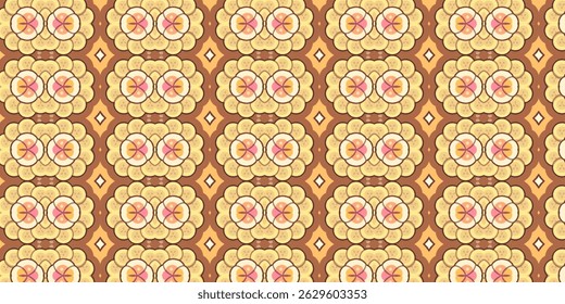 Earth Tone Vintage Seamless Pattern with Abstract Citrus Design