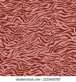 Earth Toned Zebra Seamless Repeat Pattern. Vector Wild Life Animal Skin All Over Surface Print On Brown Background.