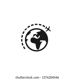 Earth travel airplane vector icon