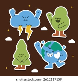 Earth and Tree Character Set for Eco Projects Environmental Education Nature Awareness