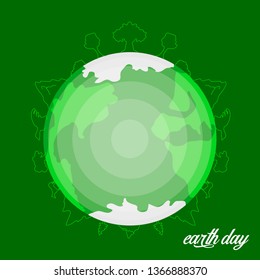 Earth with trees. Earth day . Vector illustration design