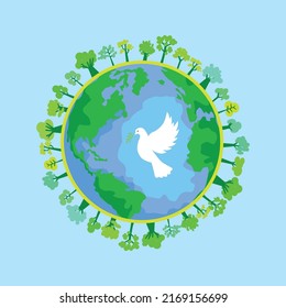 earth and trees. earth day vector illustration