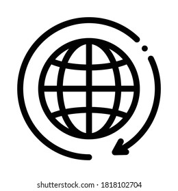 Erde wird Symbol Vektor. Erddrehzeichen. einzelne Kontursymbolgrafik