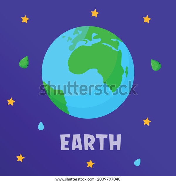 Earth. Type of planets in the solar system.\
Space. Flat vector\
illustration