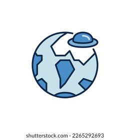Earth and UFO vector concept colored icon or design element