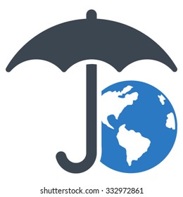 Earth Umbrella vector icon. Style is bicolor flat symbol, smooth blue colors, rounded angles, white background.