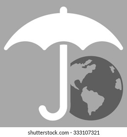 Earth Umbrella vector icon. Style is bicolor flat symbol, dark gray and white colors, rounded angles, silver background.