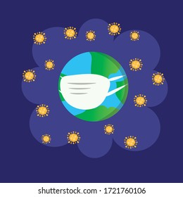 Earth using mask because infection coronavirus