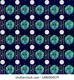 Earth with various expressions. Unique and Trendy seamless pattern background for your unique design.