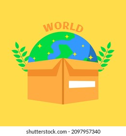 earth vector in a cardboard box