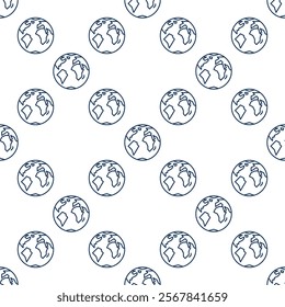 Earth vector concept minimal seamless pattern in thin line style