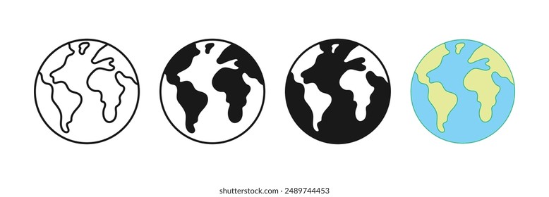 Icono de diseño de Vector de tierra logo contorno negro diseño plano aislado fondo blanco