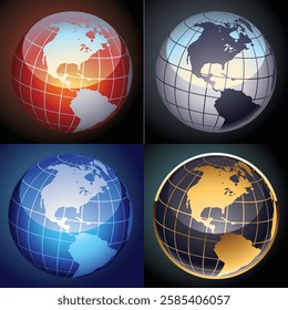 The earth in vector four styles.