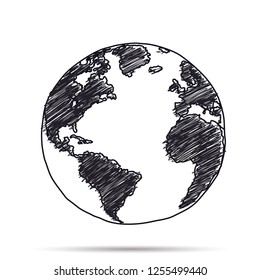 earth vector , hand drawn,isolated on white background.
