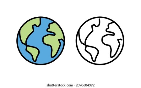 Earth vector icon in flat design. World planet symbol vector illustration