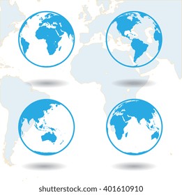 Earth. Vector icon. Flat design graphic background 