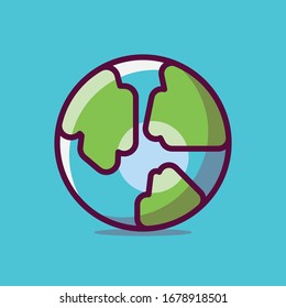 Earth Vector Icon Illustration. Flat Cartoon Style Suitable for Web Landing Page, Banner, Sticker, Background.
