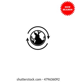 Earth vector icon isolated on white background.