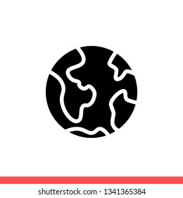 Earth vector icon, planet symbol. Simple, flat design for web or mobile app
