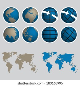 Earth vector icon set.Credit by NASA