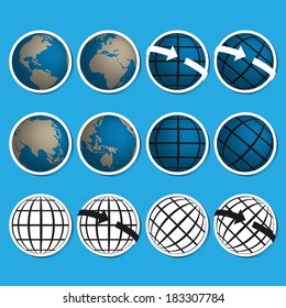 Earth vector icon set.Credit by NASA