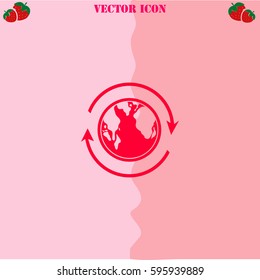Earth vector  icon. Strawberry Background.