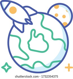Earth vector icon style illustration. Space symbol EPS 10.