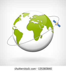 Earth vector icon width satellite on a white background