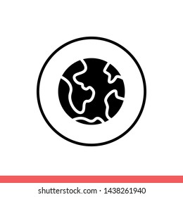 Earth vector icon, world symbol. Simple, flat design for web or mobile app