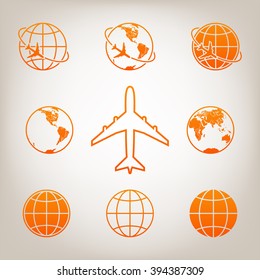 Earth vector icons set.
