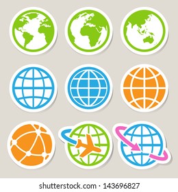 Earth vector icons set. Credit : NASA