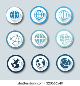 Earth vector icons set. Credit 