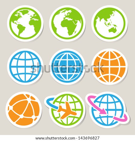 Earth vector icons set. Credit : NASA