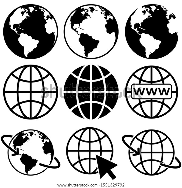 Earth Vector Icons Set Logo Isolated Nature Science Stock Image