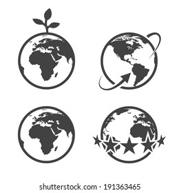 Earth vector icons set on white background