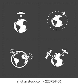 Earth vector icons set on dark background.