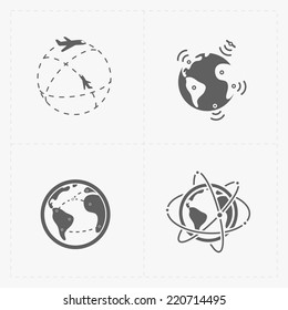 Earth vector icons set on white background.