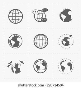 Earth vector icons set on white background.