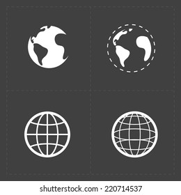 Earth vector icons set on dark background.